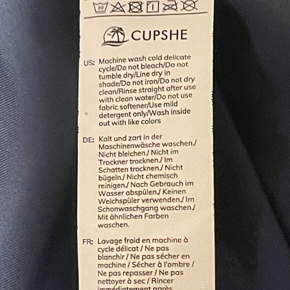 Cupshe Women’s Plus Size 2X Blue One-Piece Swimsuit V-Neck Mesh Tummy Control - Picture 8 of 9